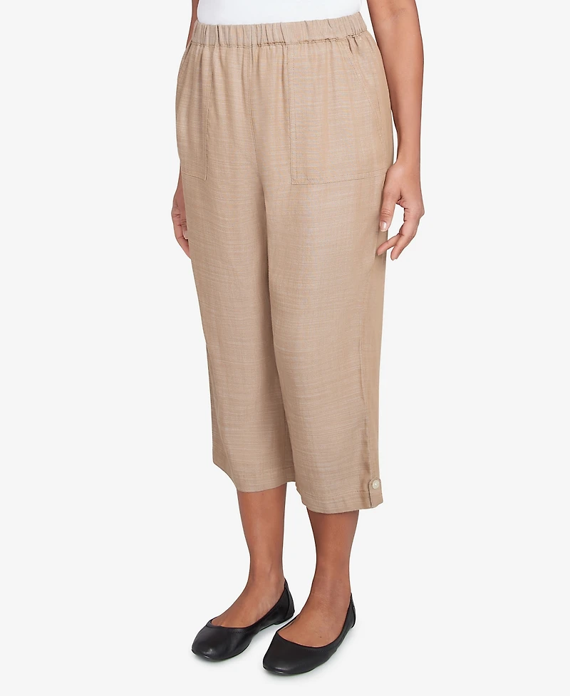 Alfred Dunner Petite Summer Solstice Relaxed Button Tab Capri