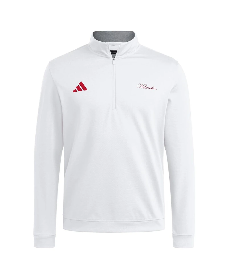 Adidas Men's White Nebraska Huskers Elevated Quarter-Zip Jacket