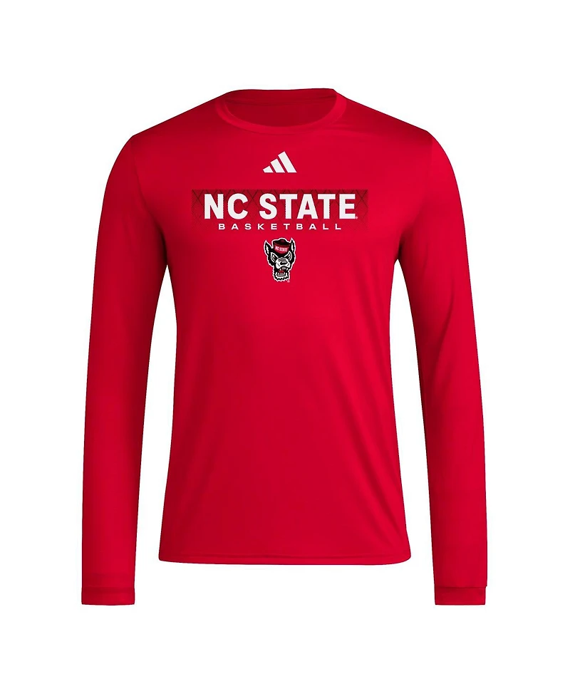 Adidas Men's Red Nc State Wolfpack Locker On-Court the Fade Long Sleeve T-Shirt