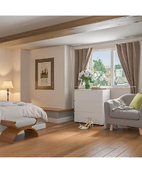 Bedside table with three drawers, multi-functional side table, end table in white wood, suitable for bedroom, living room, office
