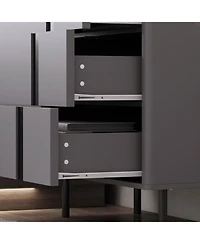 Bedside Table/ with 5 Drawers, Side Table with Adjustable Feet, End Table, Bedroom Chest