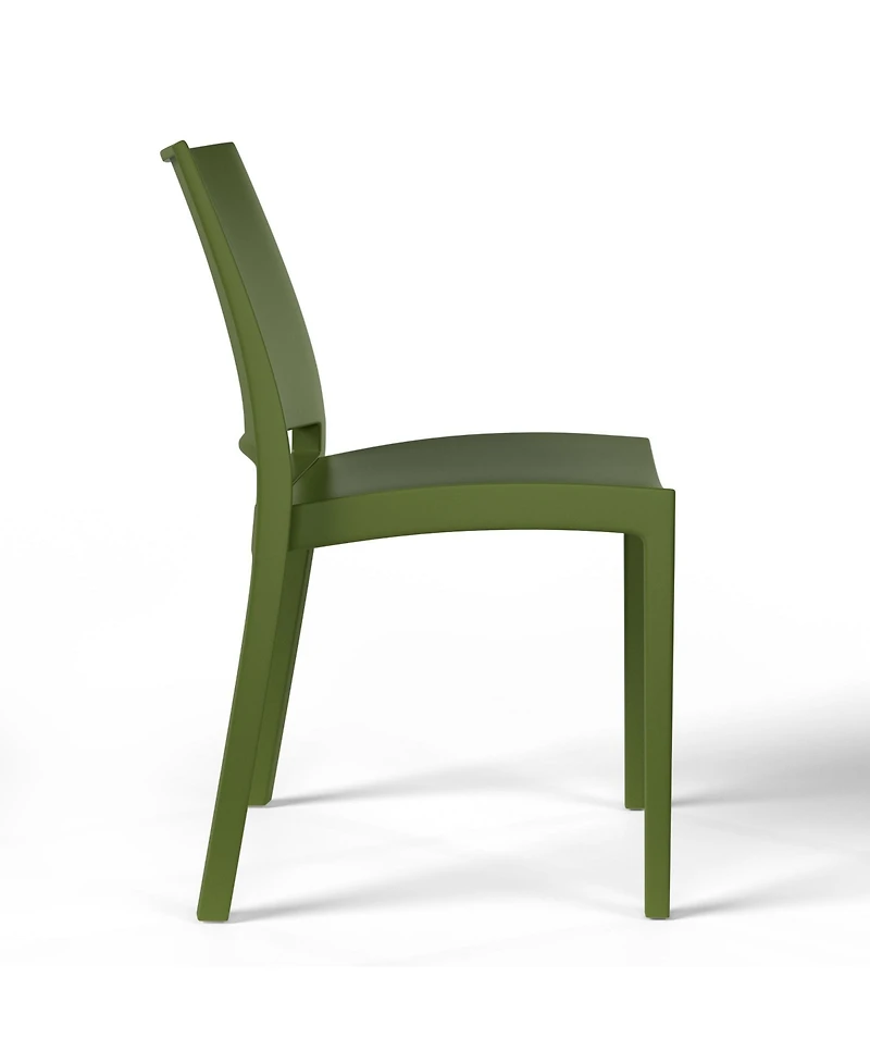 7-Piece Outdoor Rectangular Metal Patio Dining Table Set With Stackable Resin Side Chairs