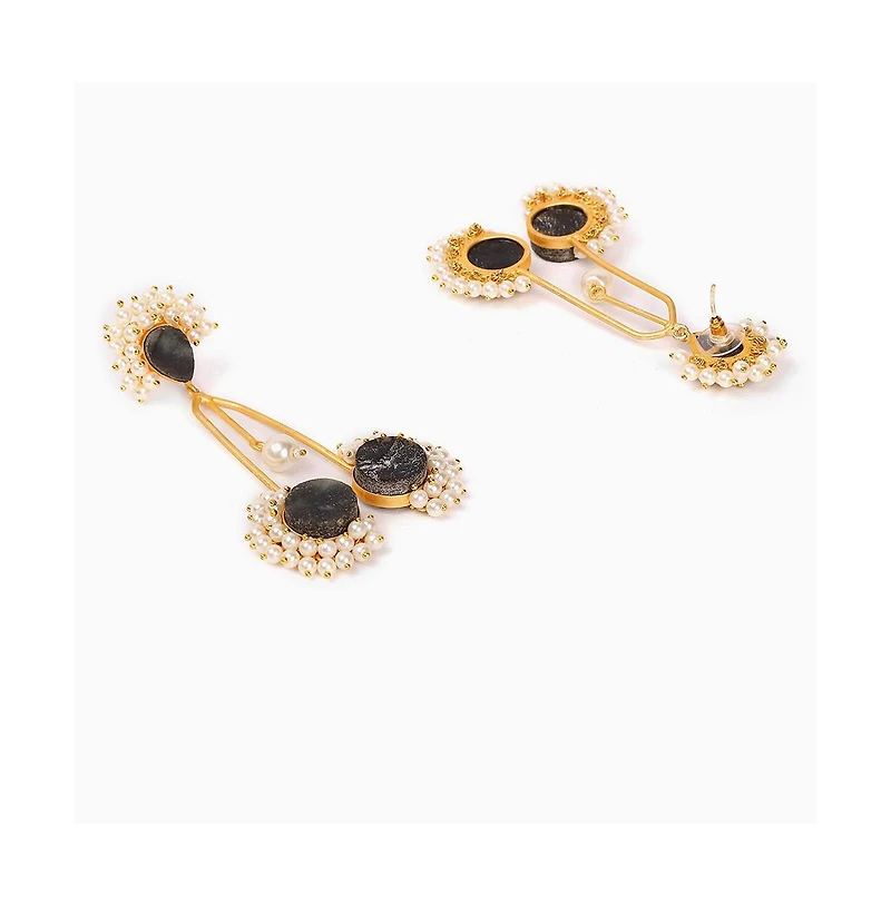 Sohi Women's Cluster Stone Drop Earrings