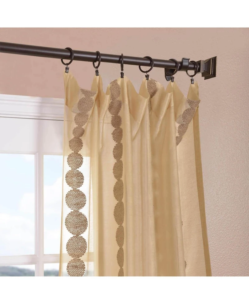Half Price Drapes Cleopatra Gold Embroidered Striped Sheer Curtain