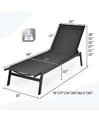 2 Pcs Patio Lounge Chair Chaise Recliner Back Adjustable Garden