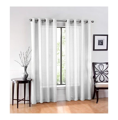 GoodGram Ultra Luxurious Elegant Sheer Grommet Single Curtain Panel - 54 in. W x 84 L, White