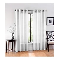 GoodGram Ultra Luxurious Elegant Sheer Grommet Single Curtain Panel - 54 in. W x 84 L, White