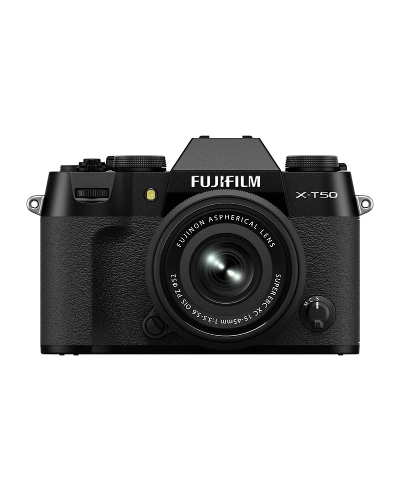 Fujifilm X-T50 Mirrorless Camera, Black with Xc 15-45mm f/3.5-5.6 Ois Pz Lens, Bundle with 64GB Sdxc Memory Card, Alpine 120 Shoulder Bag