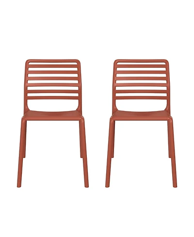 Outdoor Stackable Polypropylene Plastic Resin Dining Side Chairs (Set of 2)