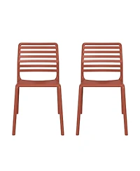 Outdoor Stackable Polypropylene Plastic Resin Dining Side Chairs (Set of 2)