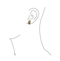 Bling Jewelry Set of Two Flower Half Hoop Clip-On Earrings Shrimp Style Oxidized Gold Plated