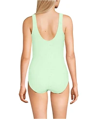 Lands' End Women's D-Cup Tugless Low Leg Lace One Piece Swimsuit