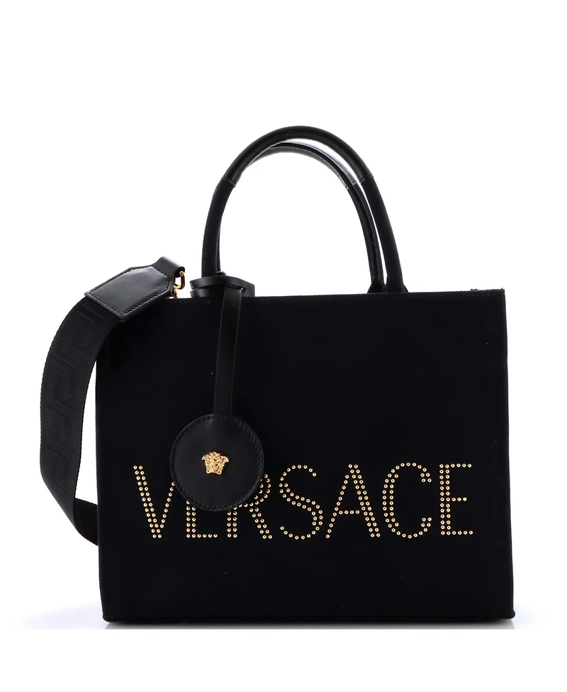 Pre-Owned Versace Medium La Medusa Tote Studded Canvas