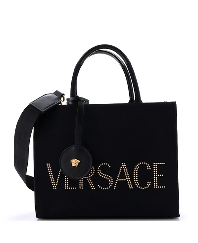 Pre-Owned Versace La Medusa Tote Studded Canvas