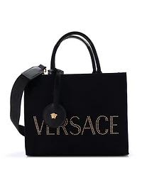 Pre-Owned Versace Medium La Medusa Tote Studded Canvas