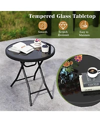 Folding Side Table Patio Round Compact Coffee