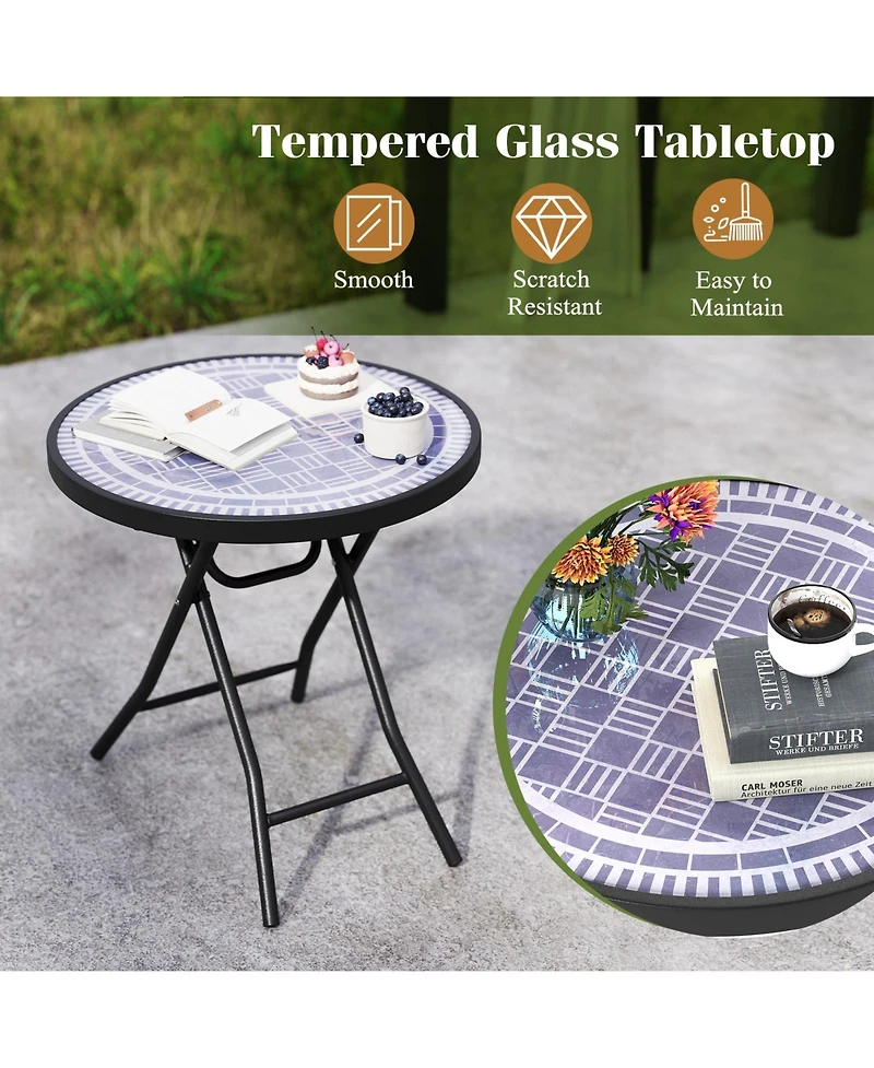 Folding Side Table Patio Round Compact Coffee