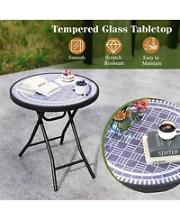 Folding Side Table Patio Round Compact Coffee