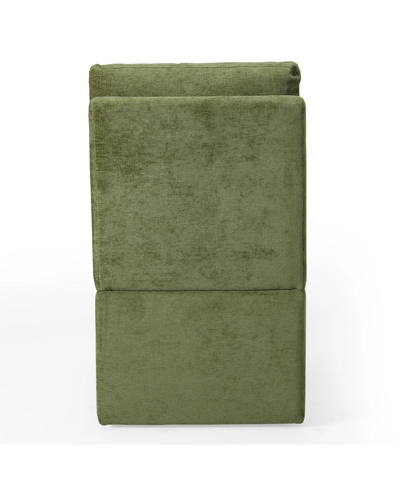 Modern Upholstered Chenille Armless Dining Chairs With Casters (Set of