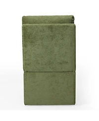 Modern Upholstered Chenille Armless Dining Chairs With Casters (Set of