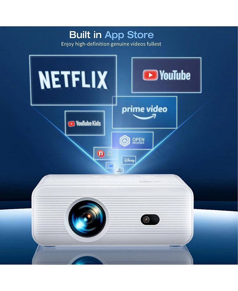 Artsea Smart Projector with WiFi and Bluetooth,Tripod Including,2025 Upgrade Android Tv Os,4K Support Native 1080P,Keystone Correction,Compatible with
