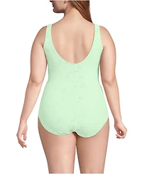Lands' End Women's Tugless Low Leg Lace One Piece Swimsuit