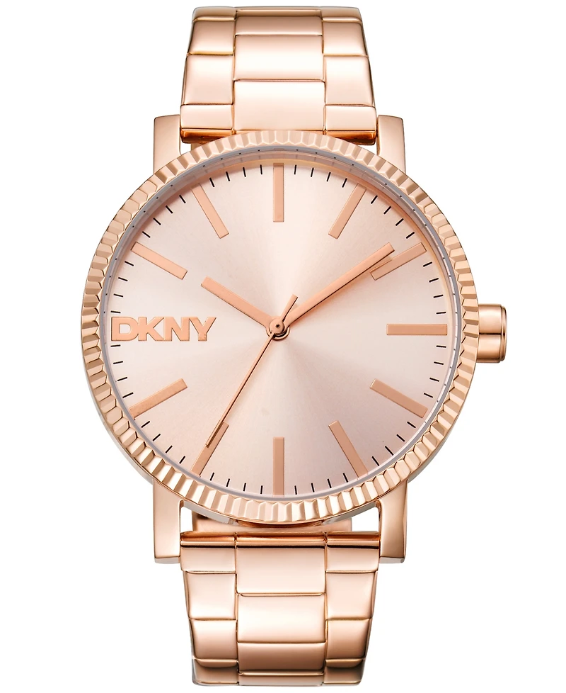 Dkny Women's Soho Maxi Rose Gold-Tone Stainless Steel Bracelet Watch