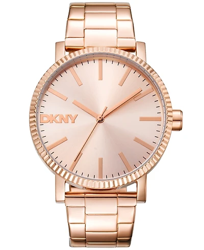 Dkny Women's Soho Maxi Rose Gold-Tone Stainless Steel Bracelet Watch