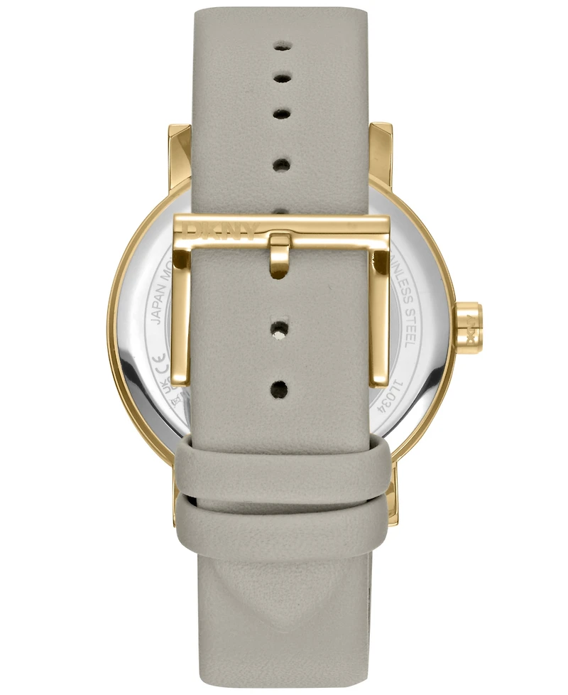 Dkny Women's Soho Maxi Brown Leather Strap Watch, 40mm