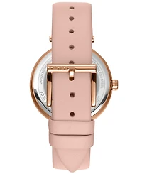 Dkny Women's Essential Logo Pink Leather Strap Watch, 38mm