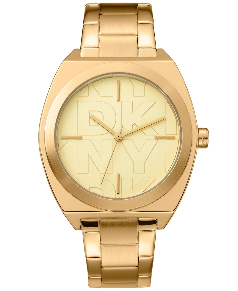 Dkny Women's Broadway Maxi Gold-Tone Stainless Steel Bracelet Watch, 38mm