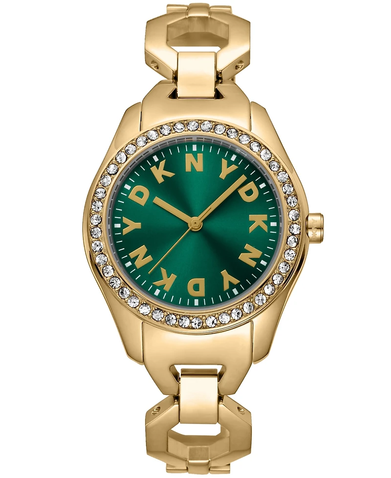 Dkny Women's Astoria Midi Glitz Gold-Tone Stainless Steel Bracelet Watch, 33mm