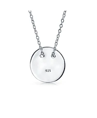 Bling Jewelry Minimalist Geometric Monogram Disc Pendant Necklace in Sterling Silver