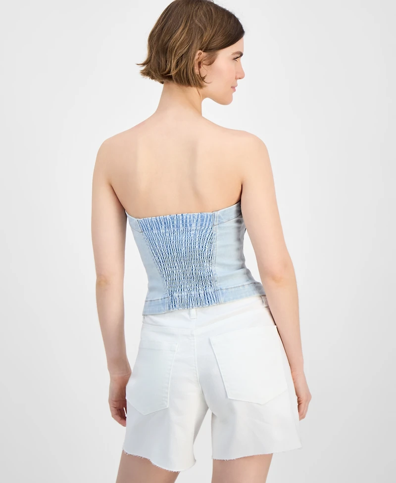 And Now This Women's Button-Front Smocked-Back Tube Top, Exclusively at Macy's