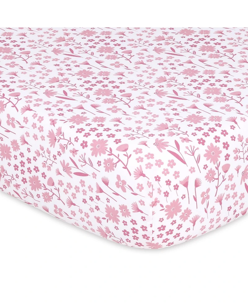 The Peanutshell Fitted Crib Sheet Set, Daisy, 4 Pack