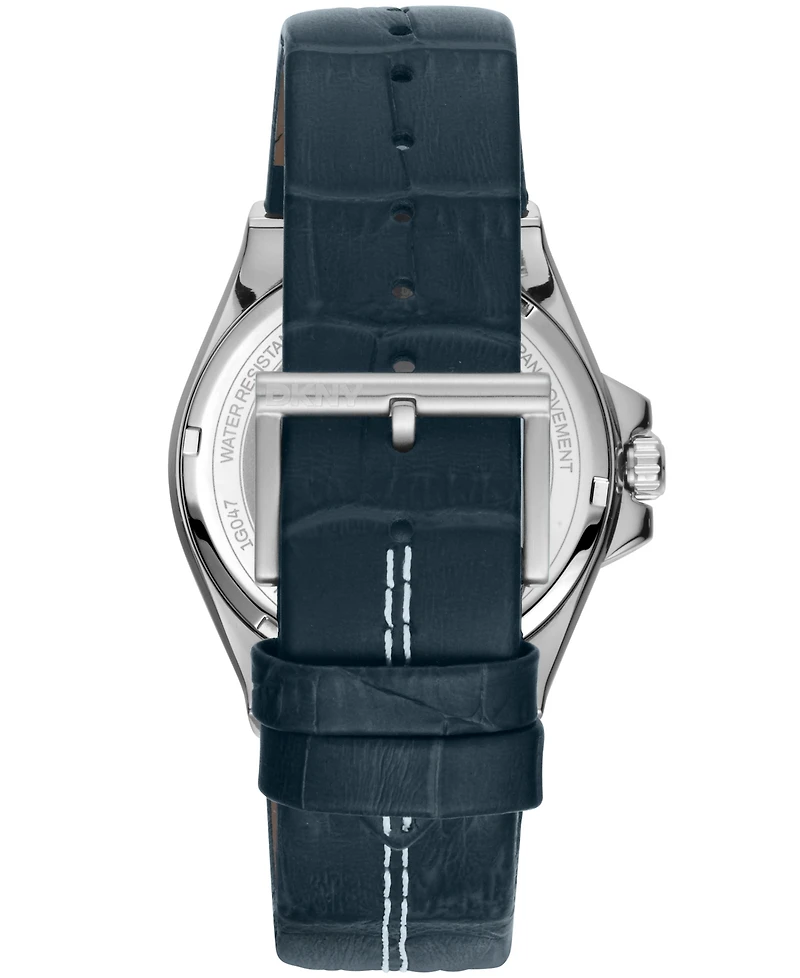 Dkny Men's Modernist Dark Blue Leather Strap Watch, 42mm
