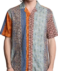 Paisley & Gray Men's Slim Fit Short Sleeve Multi-Pattern Button Front Camp Shirt