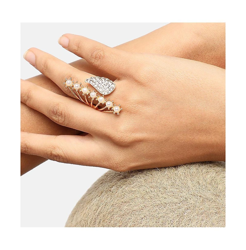 Sohi Women's Gold Plated Party Designer Stone Ring