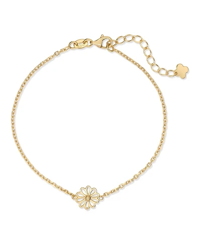 Devata Daisy Flower 9mm Chain Bracelet in 14K Gold, 6.5 in adj to 7.5 in, approx. 2.1 grams.