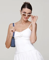 Avec Les Filles Women's Rosette-Trim Drop-Waist Midi Dress