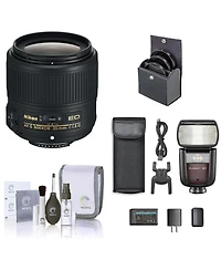 Nikon 35mm f/1.8G Ed Af-s Nikkor Lens, Bundle with Flashpoint Zoom Li-on Iii R2 Flash Speedlight, ProOptic 58mm Filter Kit, Cleaning Kit