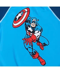 Avengers Boys Rash Guard Swim Trunks and Cap 3 Piece Swimsuit Set