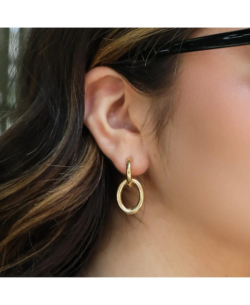 The Lovery Double Oval Link Drop Earrings 14K Gold