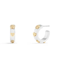 Coach Signature Tea Rose Huggie Hoops Earrings