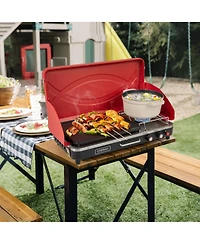 2-in-1 Gas Camping Grill and Stove with 4 Detachable Legs