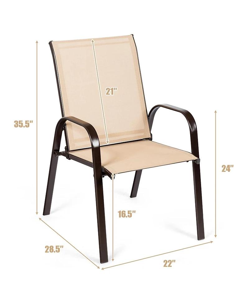 4PCS Patio Chairs Dining Chair Garden Deck Yard W/Armrest
