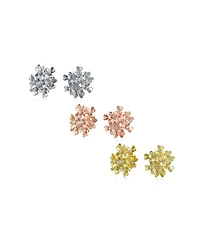 Bling Jewelry Set of 3 Floral Cz Bouquet Clip-On Earrings for Non-Pierced Rose Gold Plated