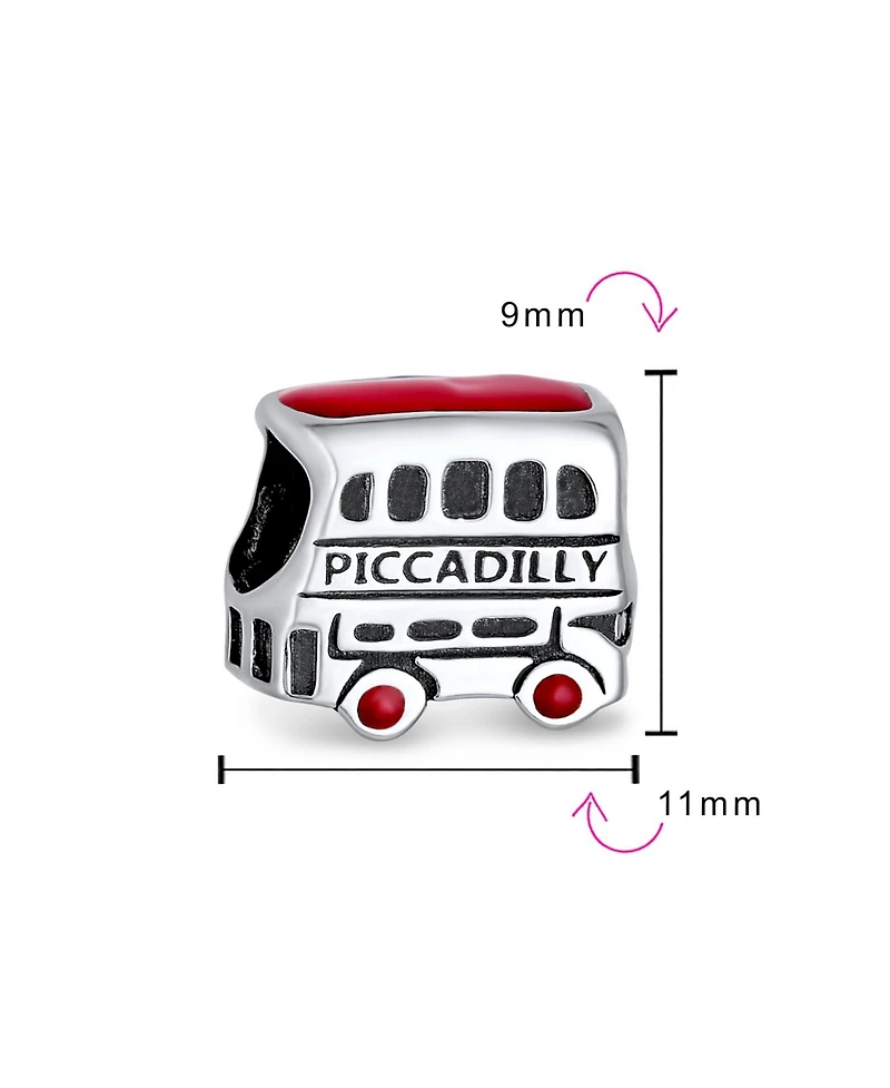 Bling Jewelry Set of 2 London Big Ben and Double Decker Bus Charm Bead Sterling Silver