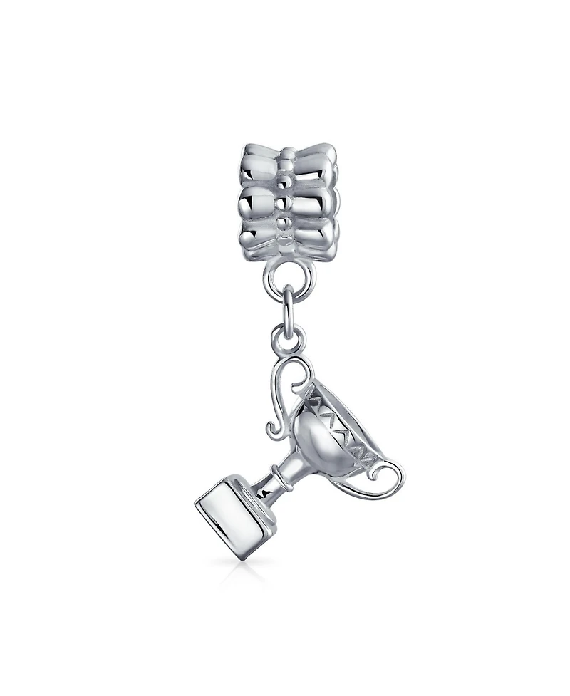 Bling Jewelry Set of 2 Sports Champion Trophy Dangle Tennis Racquet Charm Bead Sterling Silver