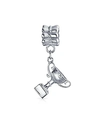 Bling Jewelry Set of 2 Sports Champion Trophy Dangle Tennis Racquet Charm Bead Sterling Silver